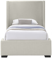 Oxford Linen Textured Twin Bed (3 Boxes) Beige - Gate FurnitureTwin Bed