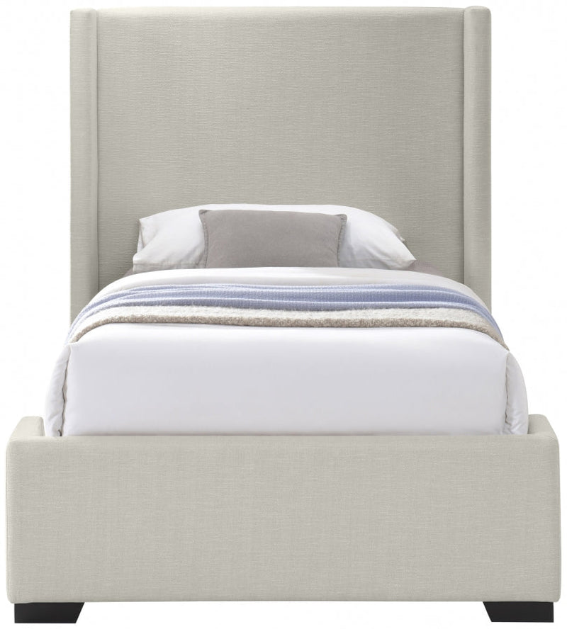 Oxford Linen Textured Twin Bed (3 Boxes) Beige - Gate FurnitureTwin Bed