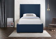 Oxford Linen Textured Twin Bed (3 Boxes) Blue - Gate FurnitureTwin Bed