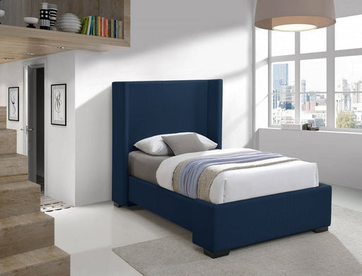 Oxford Linen Textured Twin Bed (3 Boxes) Blue - Gate FurnitureTwin Bed