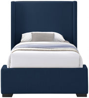 Oxford Linen Textured Twin Bed (3 Boxes) Blue - Gate FurnitureTwin Bed