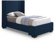 Oxford Linen Textured Twin Bed (3 Boxes) Blue - Gate FurnitureTwin Bed