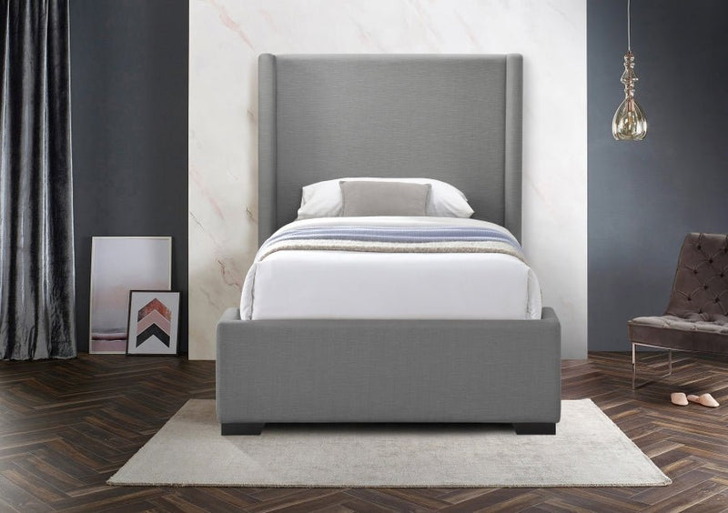 Oxford Linen Textured Twin Bed (3 Boxes) Grey - Gate FurnitureTwin Bed