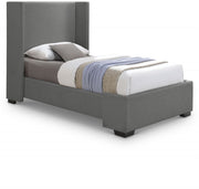 Oxford Linen Textured Twin Bed (3 Boxes) Grey - Gate FurnitureTwin Bed