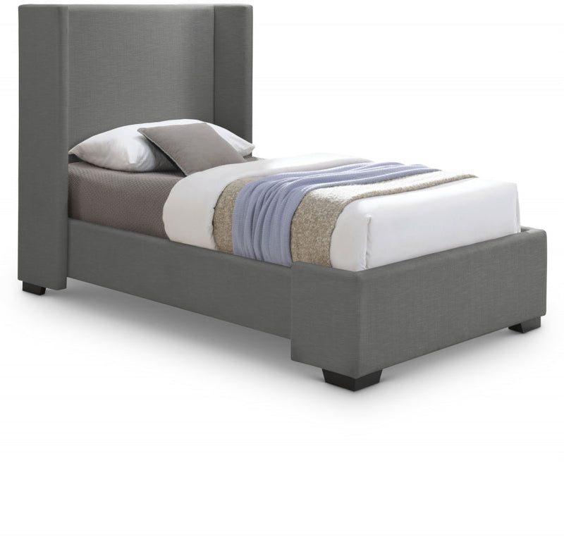 Oxford Linen Textured Twin Bed (3 Boxes) Grey - Gate FurnitureTwin Bed