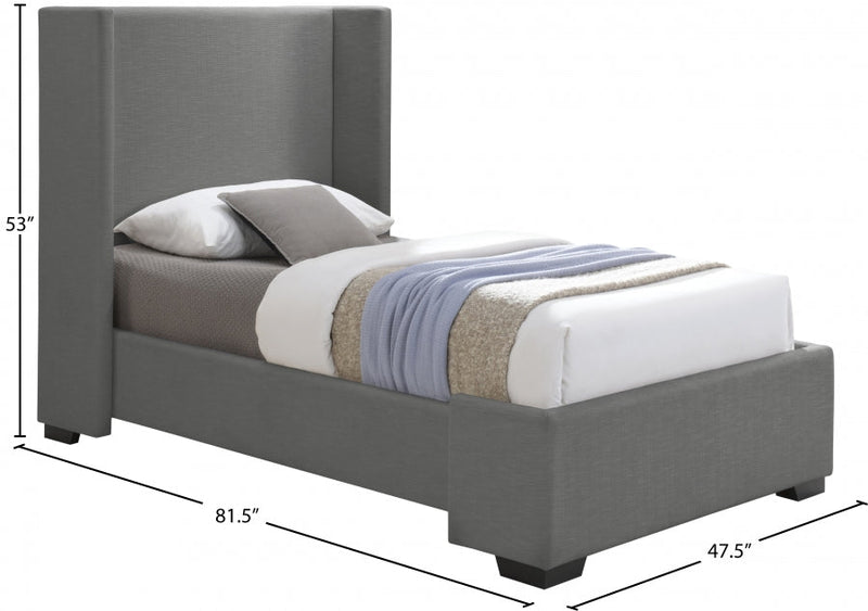 Oxford Linen Textured Twin Bed (3 Boxes) Grey - Gate FurnitureTwin Bed
