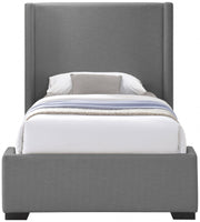 Oxford Linen Textured Twin Bed (3 Boxes) Grey - Gate FurnitureTwin Bed