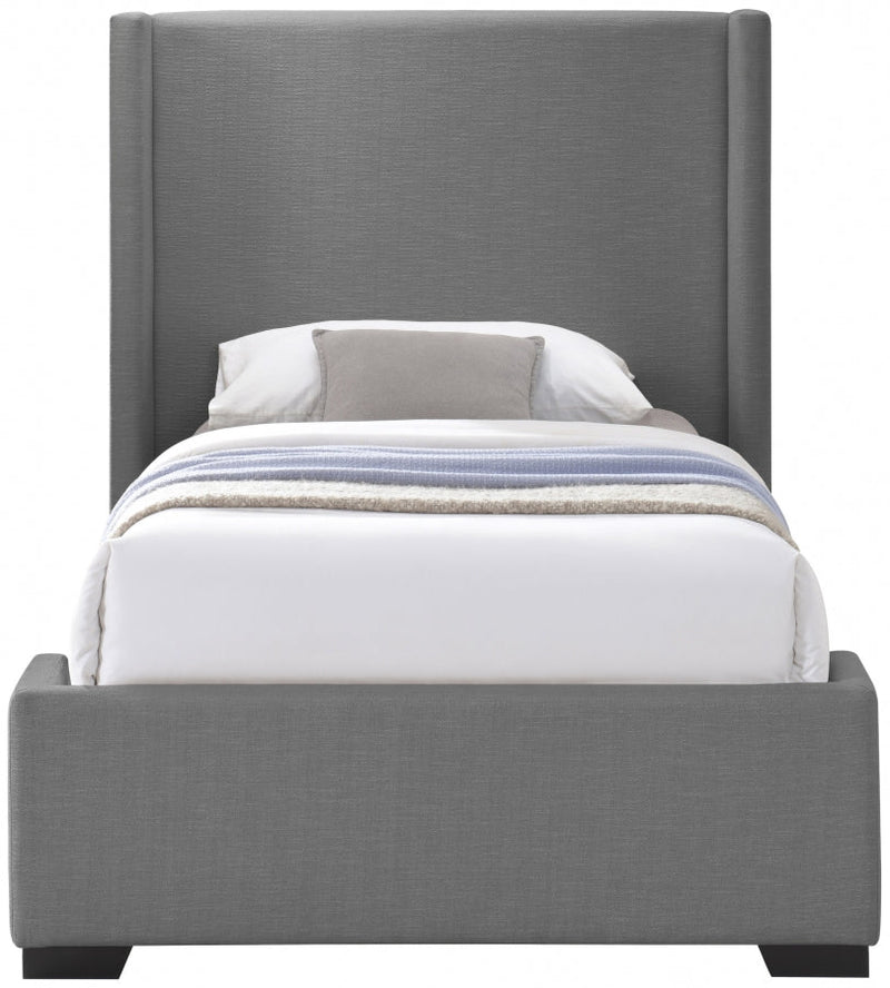Oxford Linen Textured Twin Bed (3 Boxes) Grey - Gate FurnitureTwin Bed