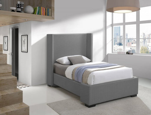 Oxford Linen Textured Twin Bed (3 Boxes) Grey - Gate FurnitureTwin Bed