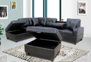 Pablo Black Sectional With Ottoman - Gate FurnitureSectional
