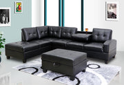 Pablo Black Sectional With Ottoman - Gate FurnitureSectional
