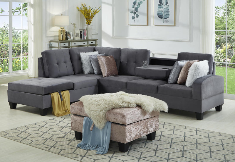 Pablo Gray Mf Sectional With Ottoman - Gate FurnitureSectional