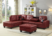 Pablo Red Sectional With Ottoman - Gate FurnitureSectional