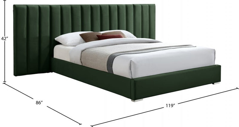 Pablo Velvet King Bed Green - Gate FurnitureKing Bed