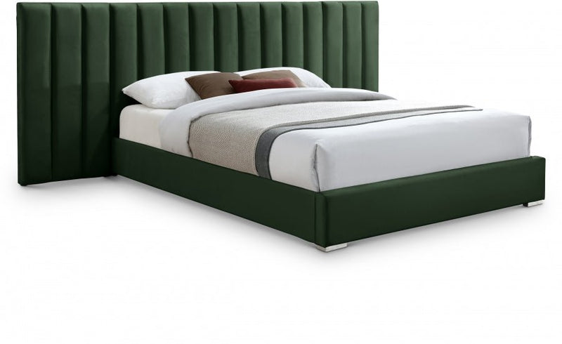 Pablo Velvet King Bed Green - Gate FurnitureKing Bed