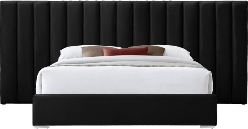 Pablo Velvet Queen Bed Black - Gate FurnitureQueen Bed