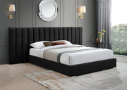 Pablo Velvet Queen Bed Black - Gate FurnitureQueen Bed