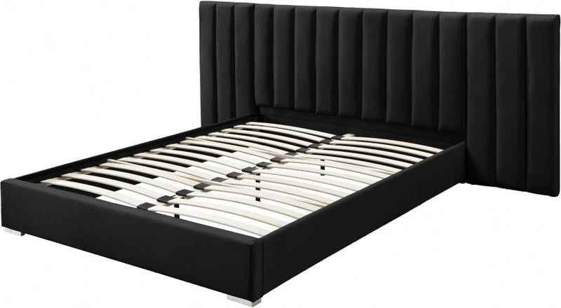 Pablo Velvet Queen Bed Black - Gate FurnitureQueen Bed