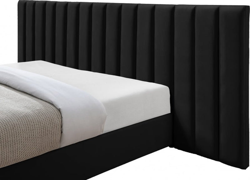 Pablo Velvet Queen Bed Black - Gate FurnitureQueen Bed