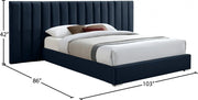 Pablo Velvet Queen Bed Blue - Gate FurnitureQueen Bed
