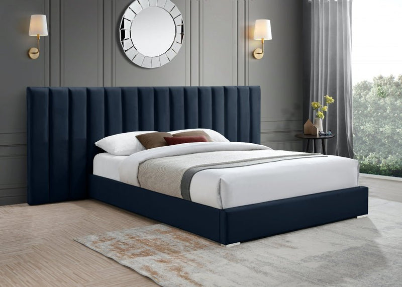 Pablo Velvet Queen Bed Blue - Gate FurnitureQueen Bed