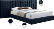 Pablo Velvet Queen Bed Blue - Gate FurnitureQueen Bed