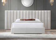 Pablo Velvet Queen Bed Cream - Gate FurnitureQueen Bed