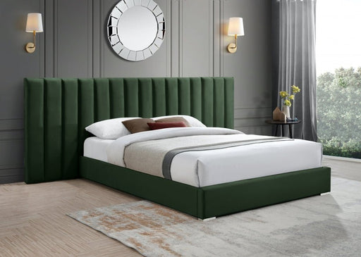 Pablo Velvet Queen Bed Green - Gate FurnitureQueen Bed