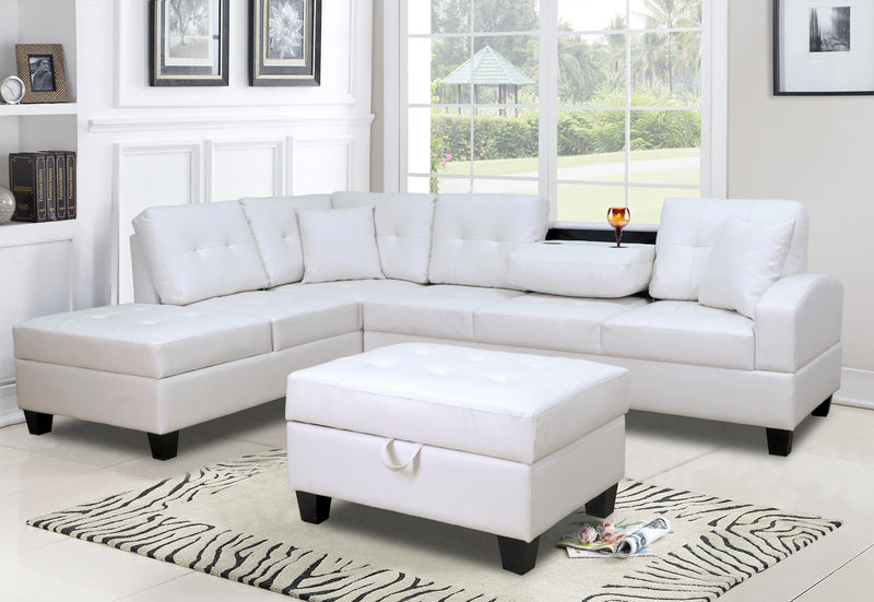 Pablo White Sectional With Ottoman - Gate FurnitureSectional