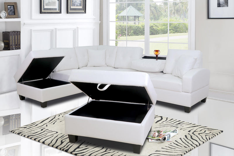 Pablo White Sectional With Ottoman - Gate FurnitureSectional