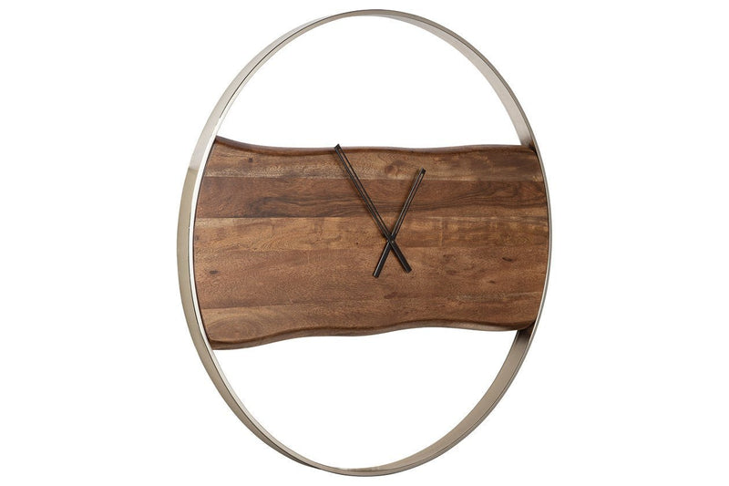Panchali Brown/Silver Finish Wall Clock - Gate FurnitureOther Products