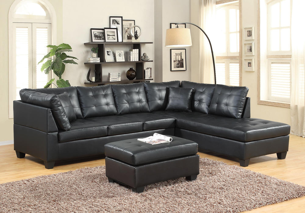 Papaver Black Sectional With Ottoman - Gate Furniture