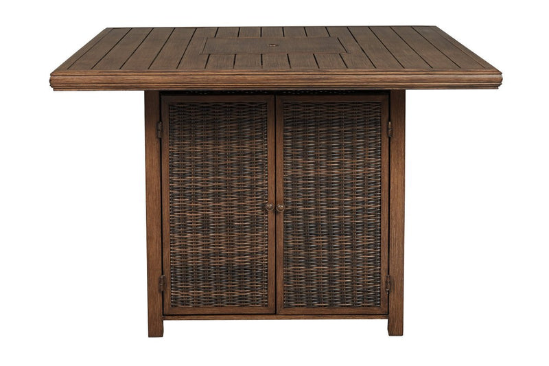 Paradise Trail Medium Brown Bar Table with Fire Pit - Gate FurnitureOutdoor Table