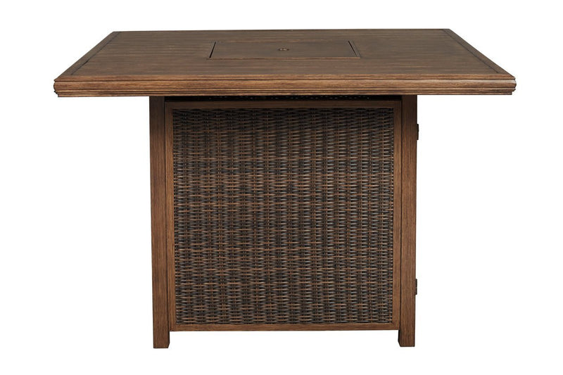 Paradise Trail Medium Brown Bar Table with Fire Pit - Gate FurnitureOutdoor Table