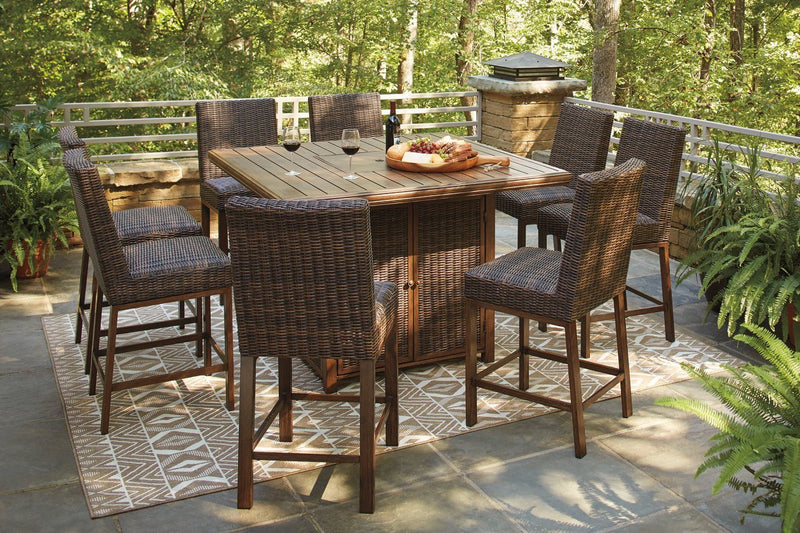 Paradise Trail Medium Brown Bar Table with Fire Pit - Gate FurnitureOutdoor Table