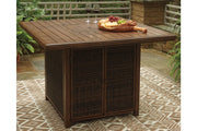 Paradise Trail Medium Brown Bar Table with Fire Pit - Gate FurnitureOutdoor Table