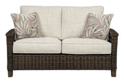 Paradise Trail Medium Brown Loveseat with Cushion - Gate FurnitureOutdoor Loveseat
