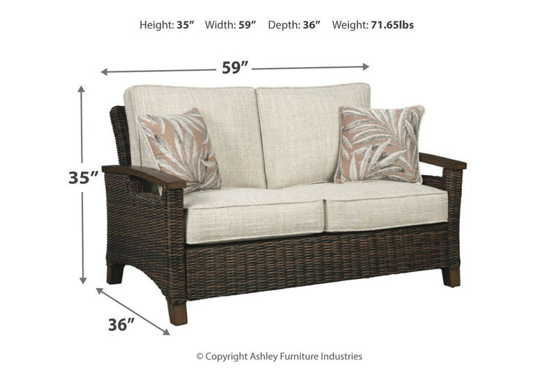 Paradise Trail Medium Brown Loveseat with Cushion - Gate FurnitureOutdoor Loveseat