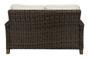 Paradise Trail Medium Brown Loveseat with Cushion - Gate FurnitureOutdoor Loveseat
