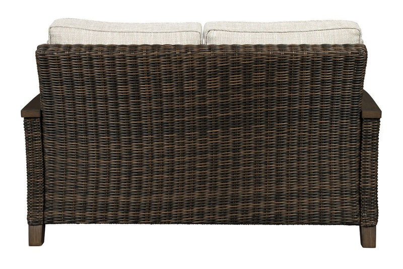 Paradise Trail Medium Brown Loveseat with Cushion - Gate FurnitureOutdoor Loveseat
