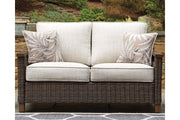 Paradise Trail Medium Brown Loveseat with Cushion - Gate FurnitureOutdoor Loveseat