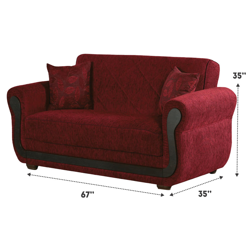 Parkave 67 in. Convertible Sleeper Loveseat in Red with Storage - Gate FurnitureLoveseat