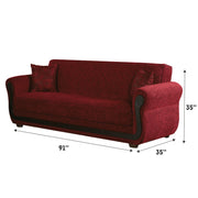 Parkave 91 in. Convertible Sleeper Sofa in Red with Storage - Gate FurnitureSleeper Sofa