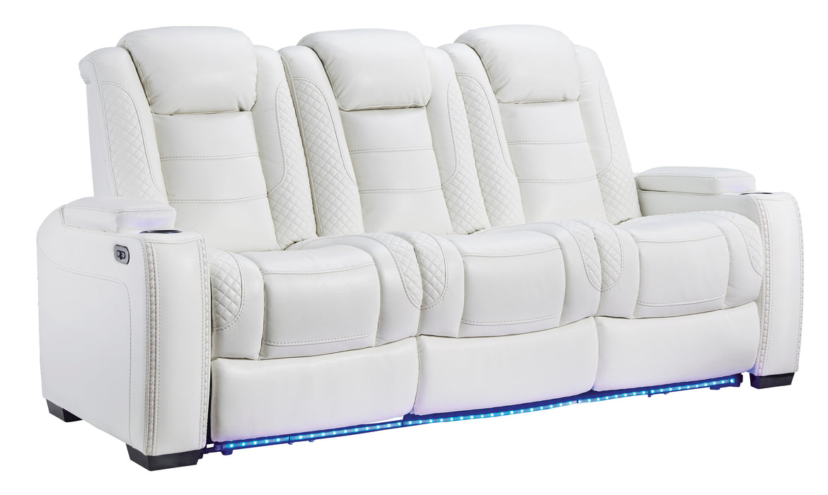 Party Time Power Reclining White Sofa - 3700415 - Gate Furniture