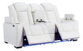Party Time Power White Reclining Loveseat with Console - 3700418 - Gate Furniture