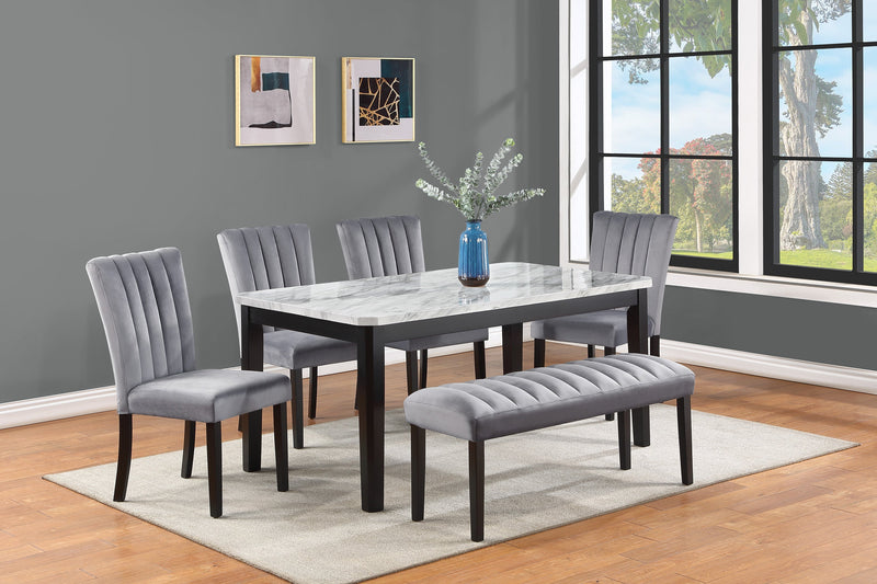 Pascal Black/Gray Marble - Top Dining Set - Gate FurnitureDining Room Set