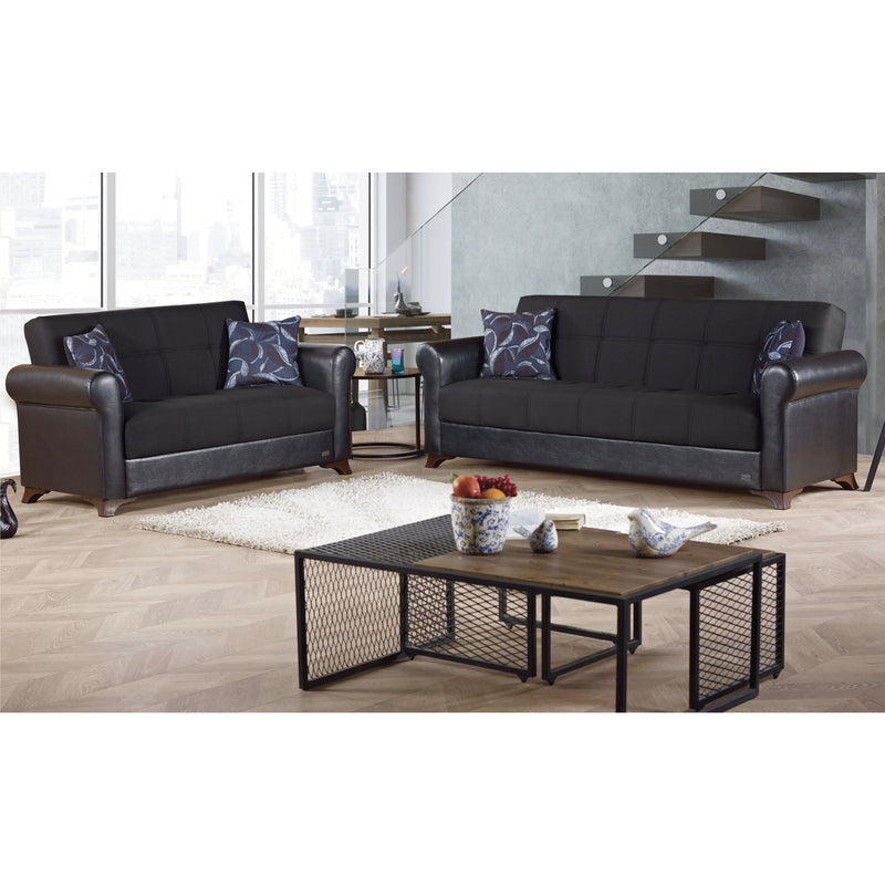 Passaic 61 in. Convertible Sleeper Loveseat in Black with Storage - Gate FurnitureLoveseat