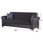 Passaic 90 in. Convertible Sleeper Sofa in Black with Storage - Gate FurnitureSleeper Sofa