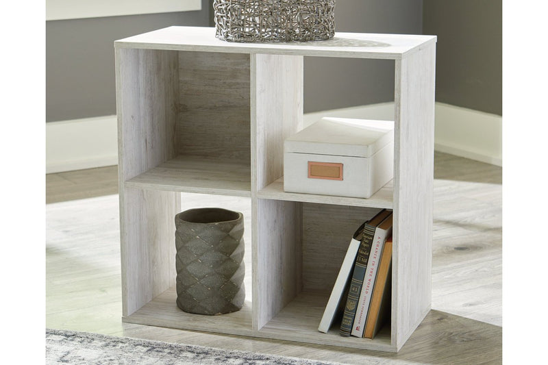 Paxberry Whitewash Four Cube Organizer - Gate FurnitureBookcases