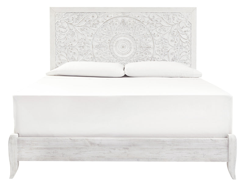 Paxberry Whitewash King Panel Bed - Gate FurnitureKing Bed